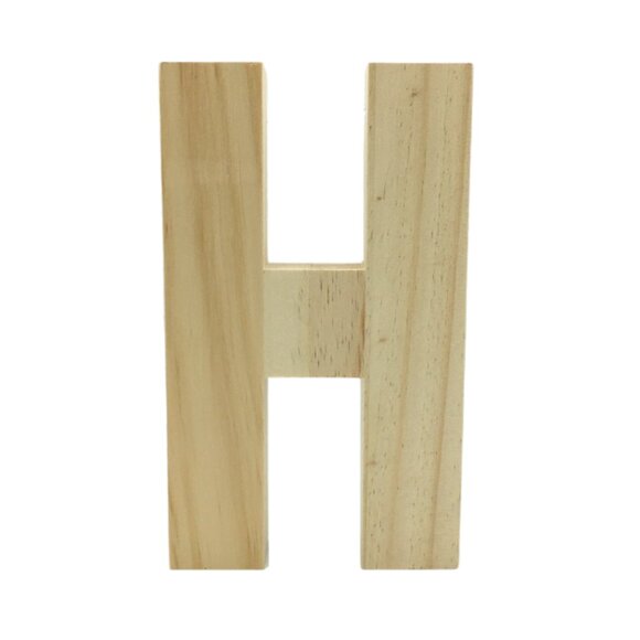Chunky Unfinished Wood Letter H - 7 3/4 inch - Free Standing - Picture 1 of 1